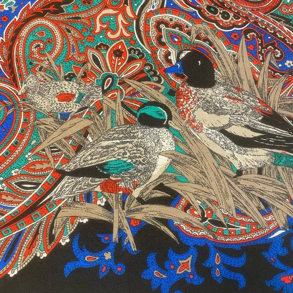 Vintage Large Italian Scarf/Wrap with Vibrant Colors and Woodland Ducks
